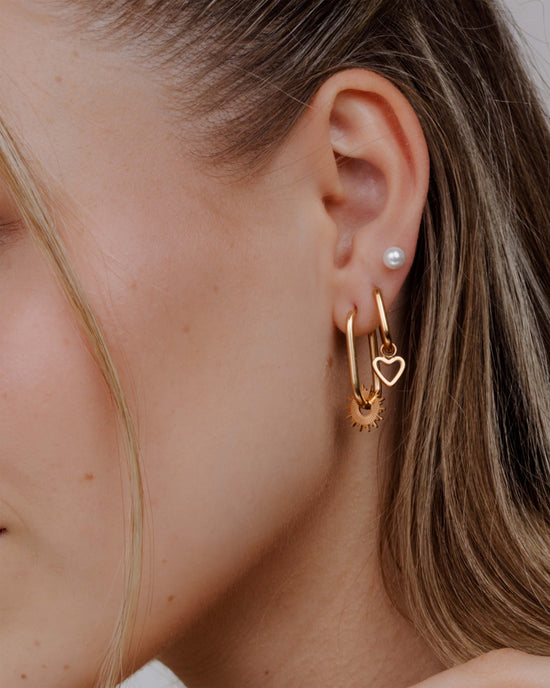 Sun Ray Oval Hoops Small Oro Rosa