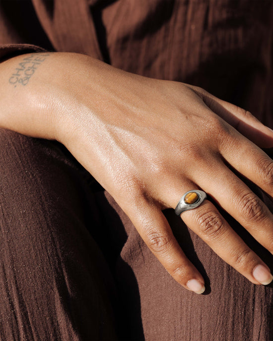 Tiger's Eye Anello Argento