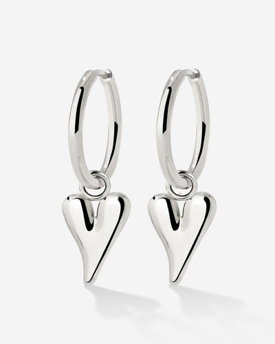 Flowy Heart Hoop Set Medium Argento
