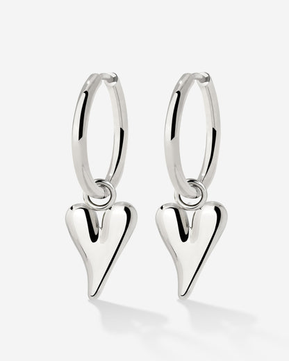 Flowy Heart Hoop Set Medium Argento