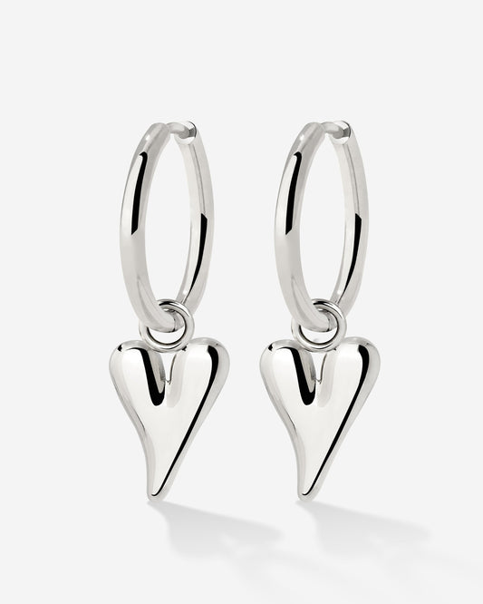 Flowy Heart Hoop Set Medium Argento