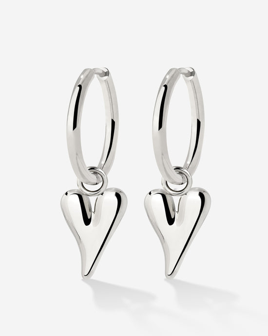 Flowy Heart Hoop Set Medium Argento