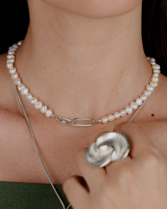 Fluidity Pearl Collana Argento