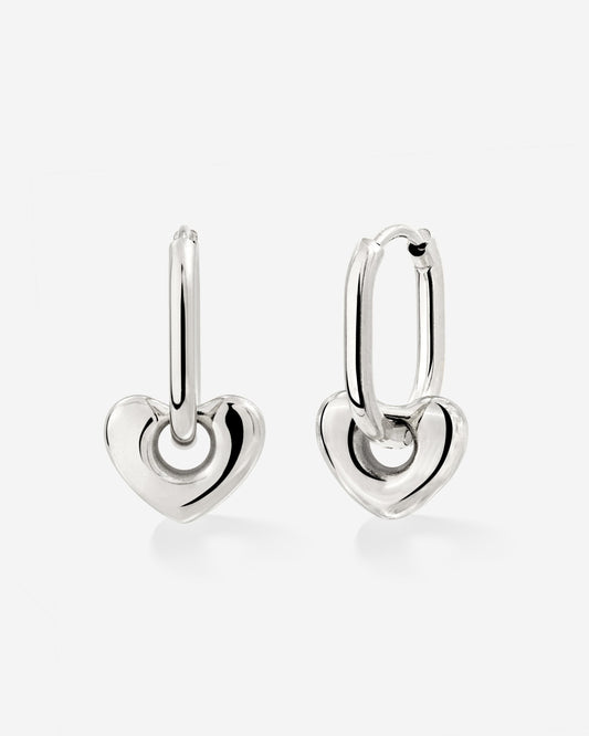 Phat Heart Oval Hoop Set Baby Argento