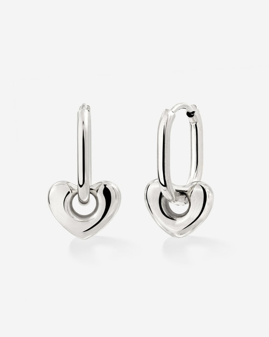 Phat Heart Oval Hoop Set Baby Argento