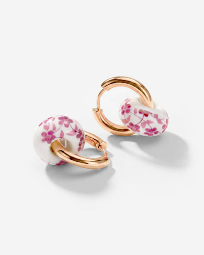 Chunky Pink Flower Tile Hoop Set Medium