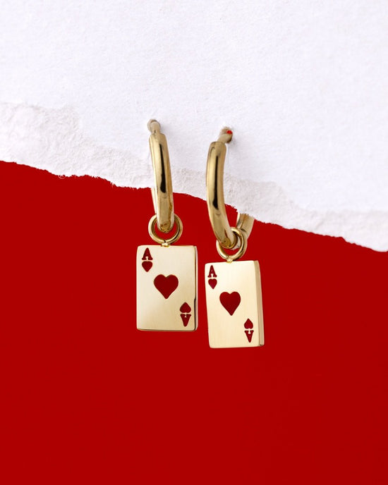 Red Ace Hoop Set Small Argento