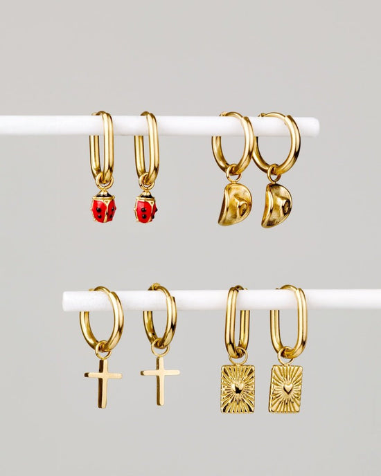 Saints Cross Hoop Set Small Oro
