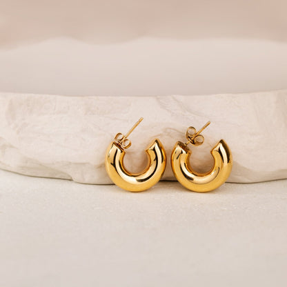 Bulky Hoop Studs Oro Rosa