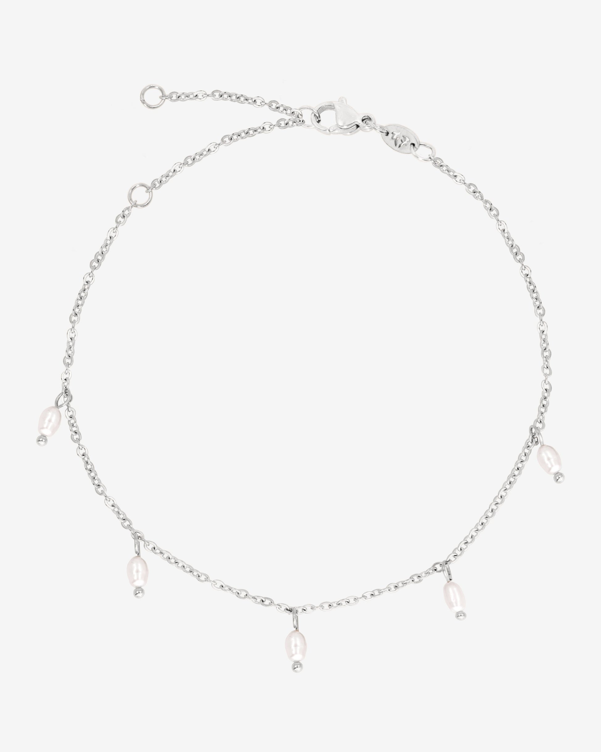 Perla Blanco Cavigliera Argento
