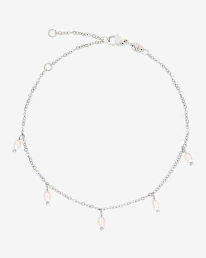 Perla Blanco Cavigliera Argento