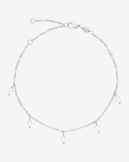 Perla Blanco Cavigliera Argento