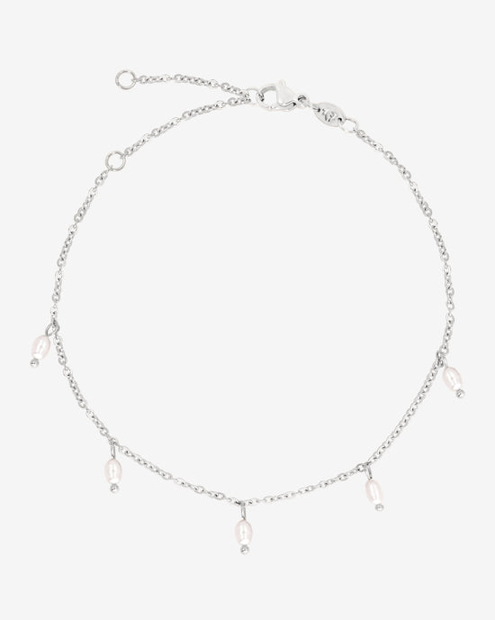 Perla Blanco Cavigliera Argento
