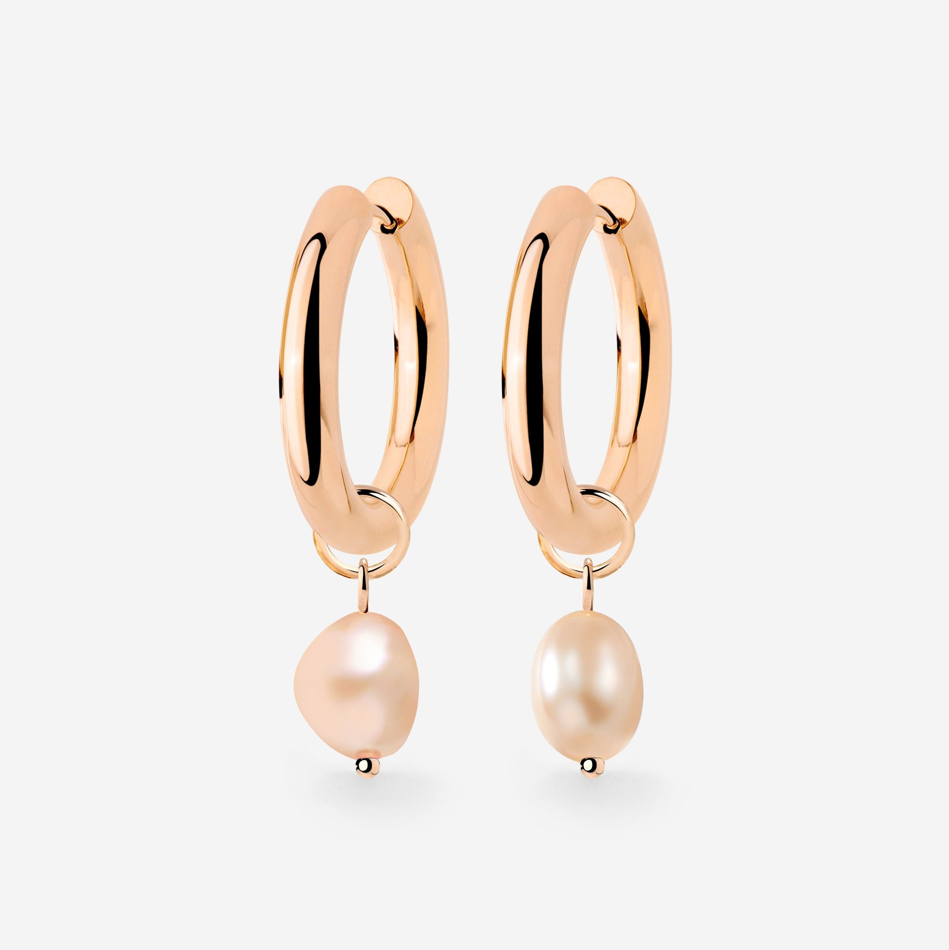 Chunky Perla Rosa Hoop Set Medium Oro Rosa