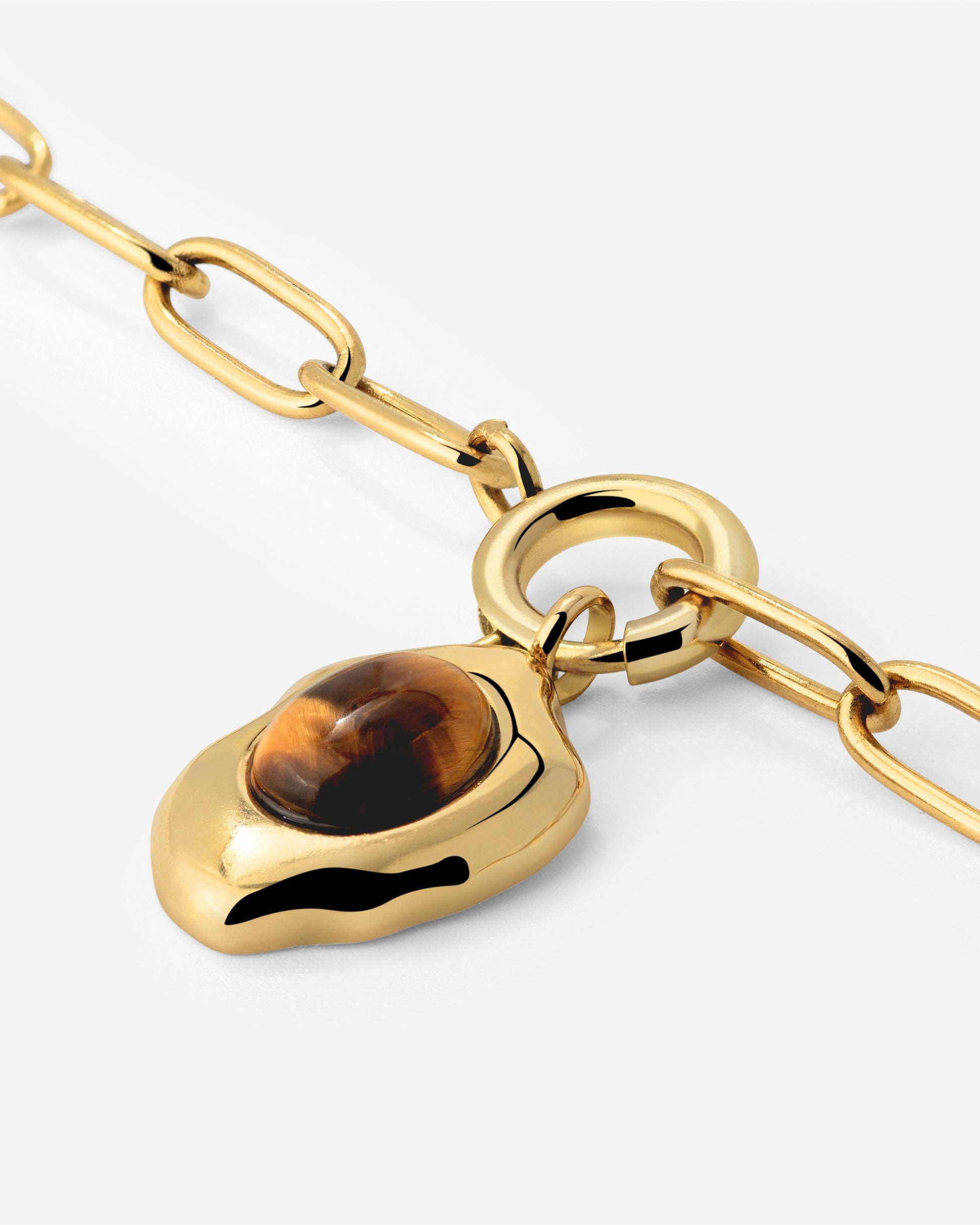 Tiger's Eye Oval Links Collana Set Oro