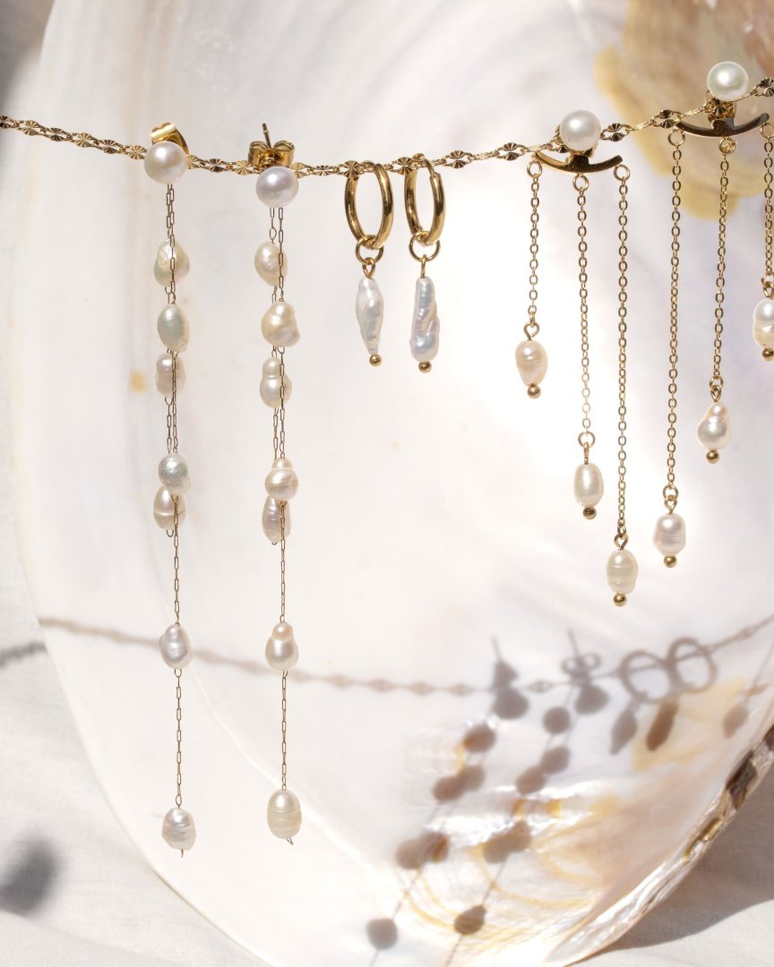 Annas Sparkle Pearl Studs Oro