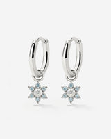Blue Petal Hoop Set Small Argento