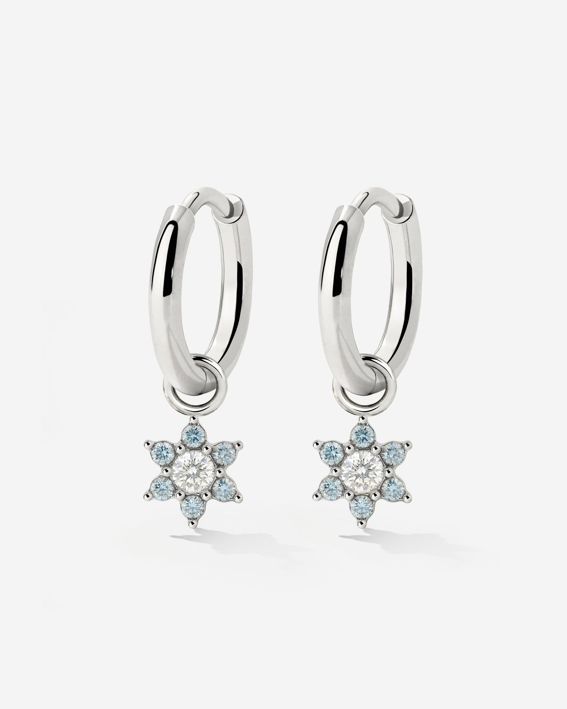 Blue Petal Hoop Set Small Argento