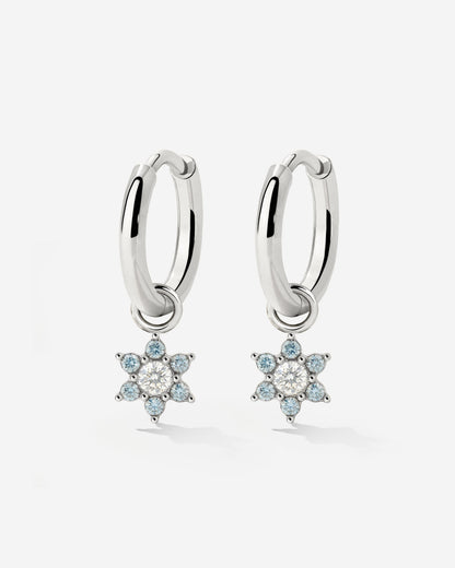 Blue Petal Hoop Set Small Argento