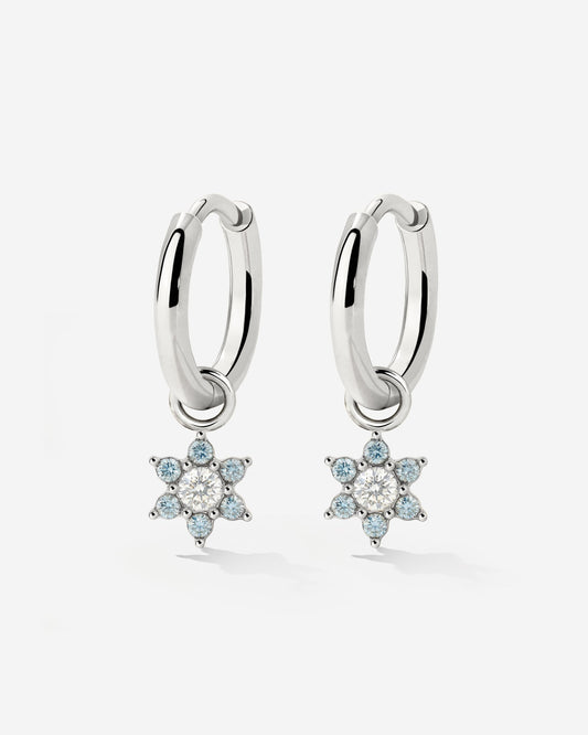Blue Petal Hoop Set Small Argento