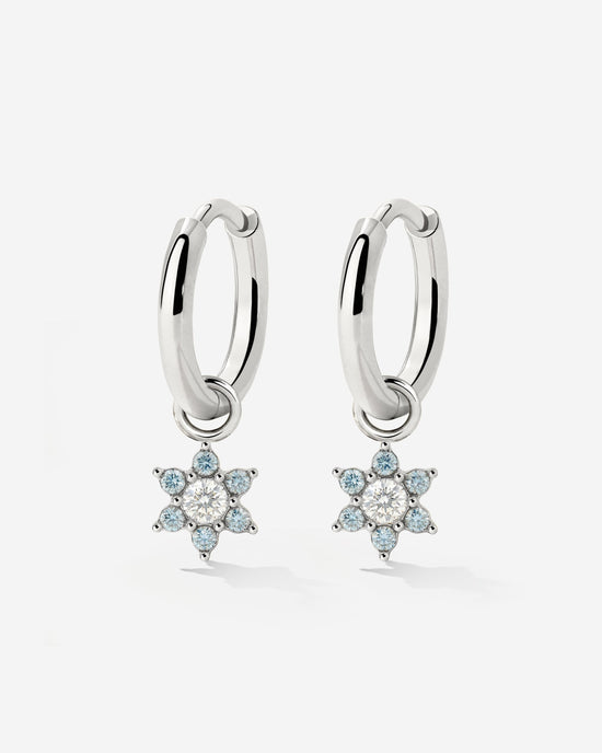 Blue Petal Hoop Set Small Argento