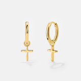 Saints Cross Hoop Set Small Oro