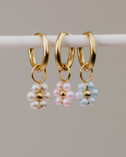 Forever Blue Daisy Hoop Set Small Oro