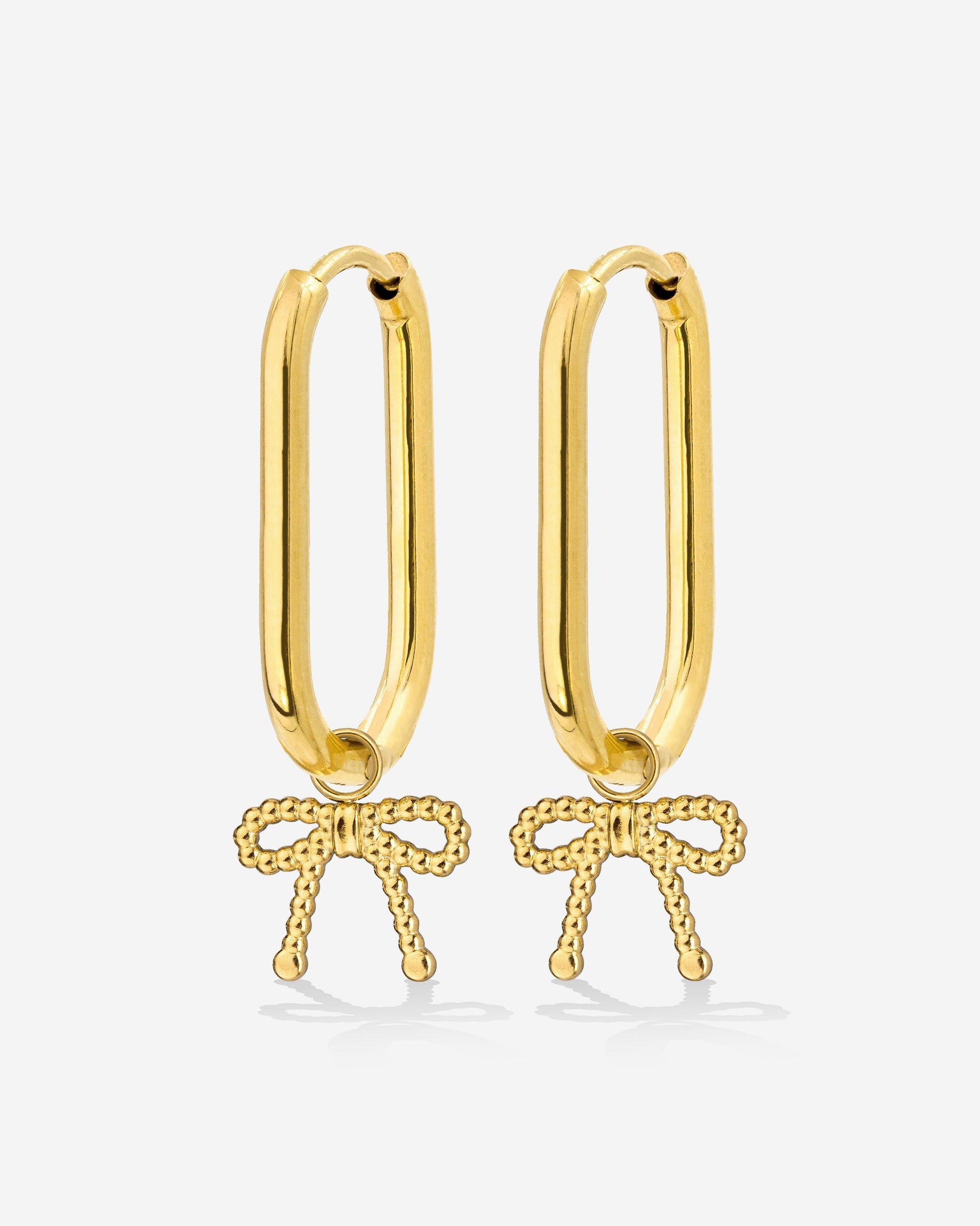 Dotted Ribbon Oval Hoop Set Small Oro