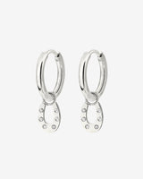 Blinged Horseshoe Hoop Set Small Argento