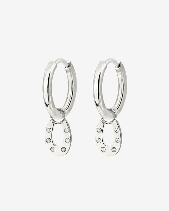 Blinged Horseshoe Hoop Set Small Argento