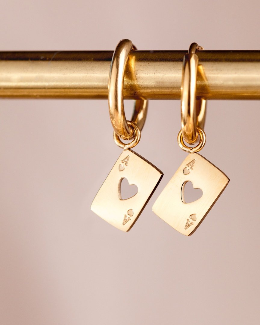 Heart Ace Hoop Set Small Argento