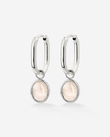 Blush Quartz Oval Hoop Set Baby Argento