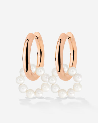 Pearly Donut Hoop Set Oro Rosa