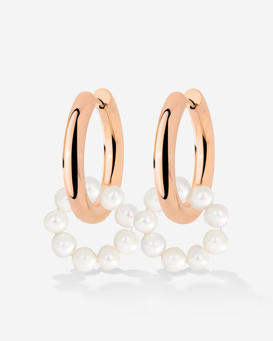 Pearly Donut Hoop Set Oro Rosa