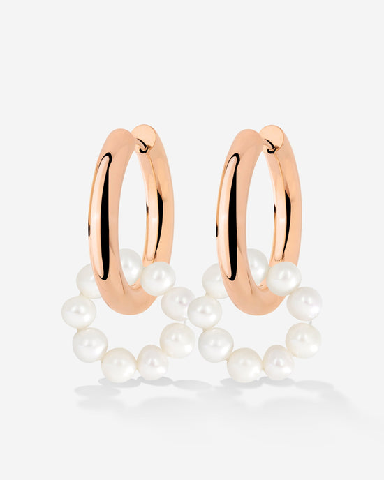 Pearly Donut Hoop Set Oro Rosa