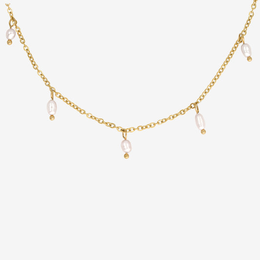 Perla Blanco Choker Oro