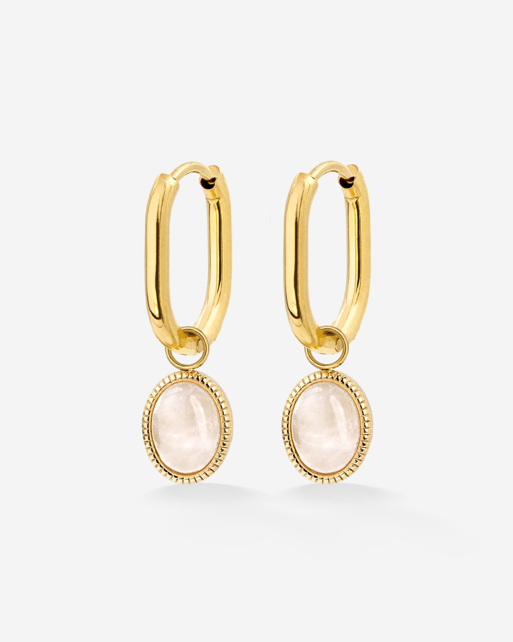 Blush Quartz Oval Hoop Set Baby Oro