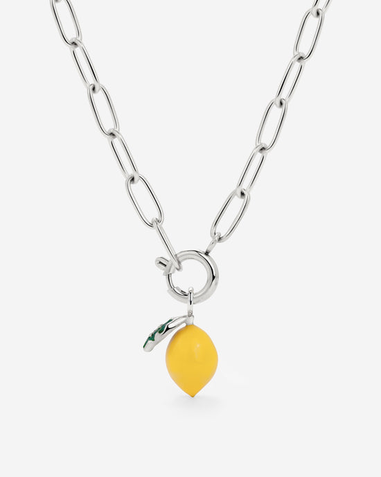 Lemony Oval Links Collana Set Argento