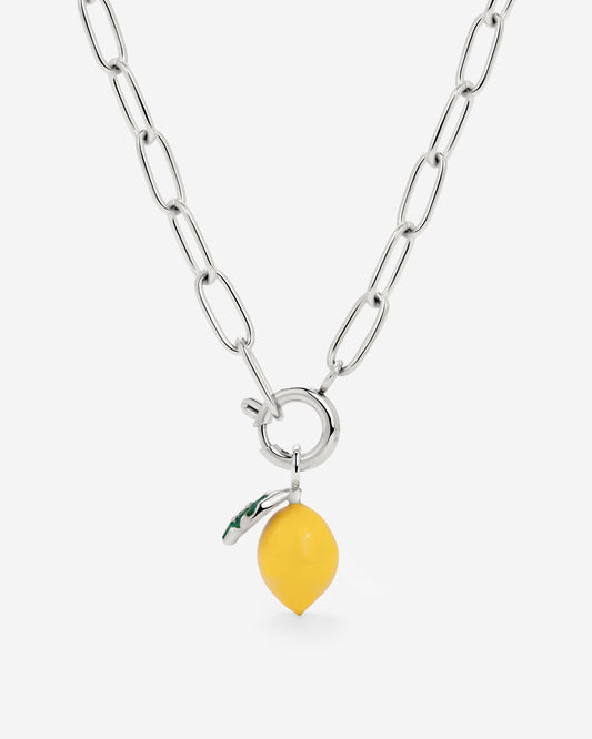 Lemony Oval Links Collana Set Argento