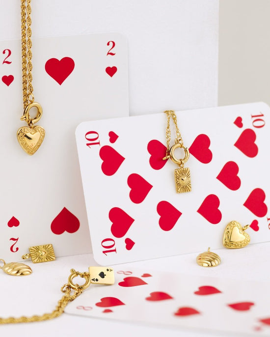 Glowing Heart Singapore Chain Collana Set Oro