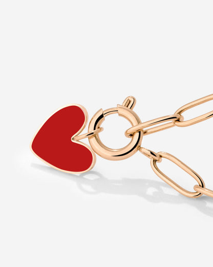 Red Heart Oval Links Collana Set Oro Rosa
