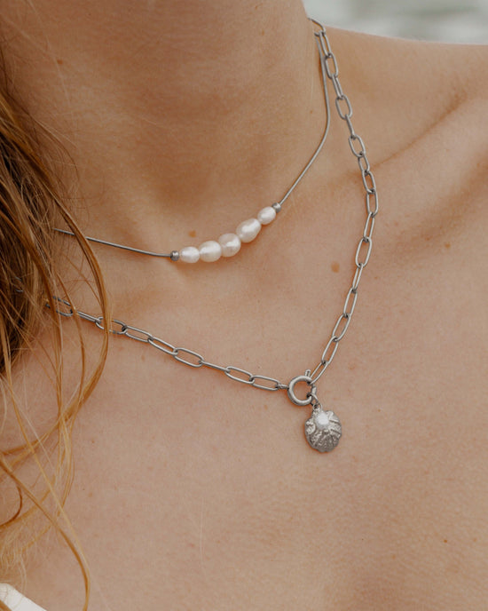 Ocean Lovers Oval Links Collana Set Argento
