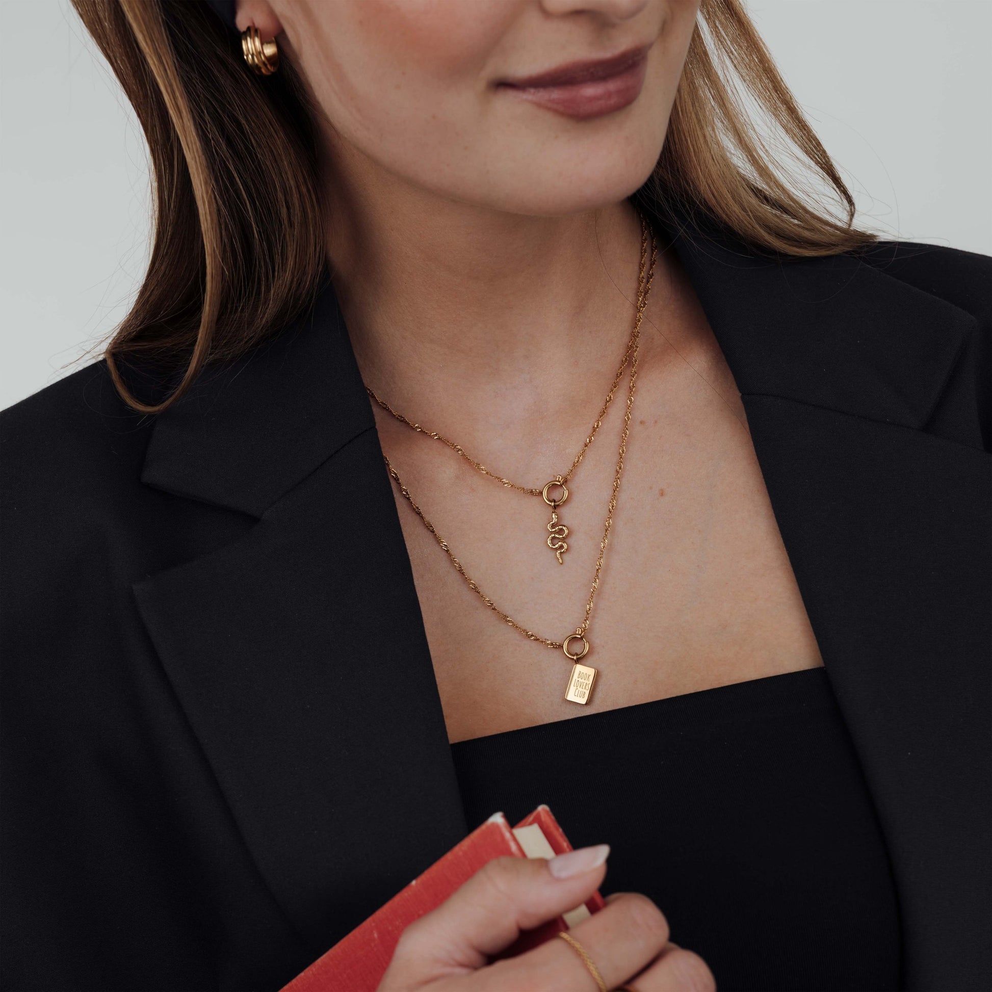 Book Lovers Club Singapore Chain Collana Set Oro Rosa