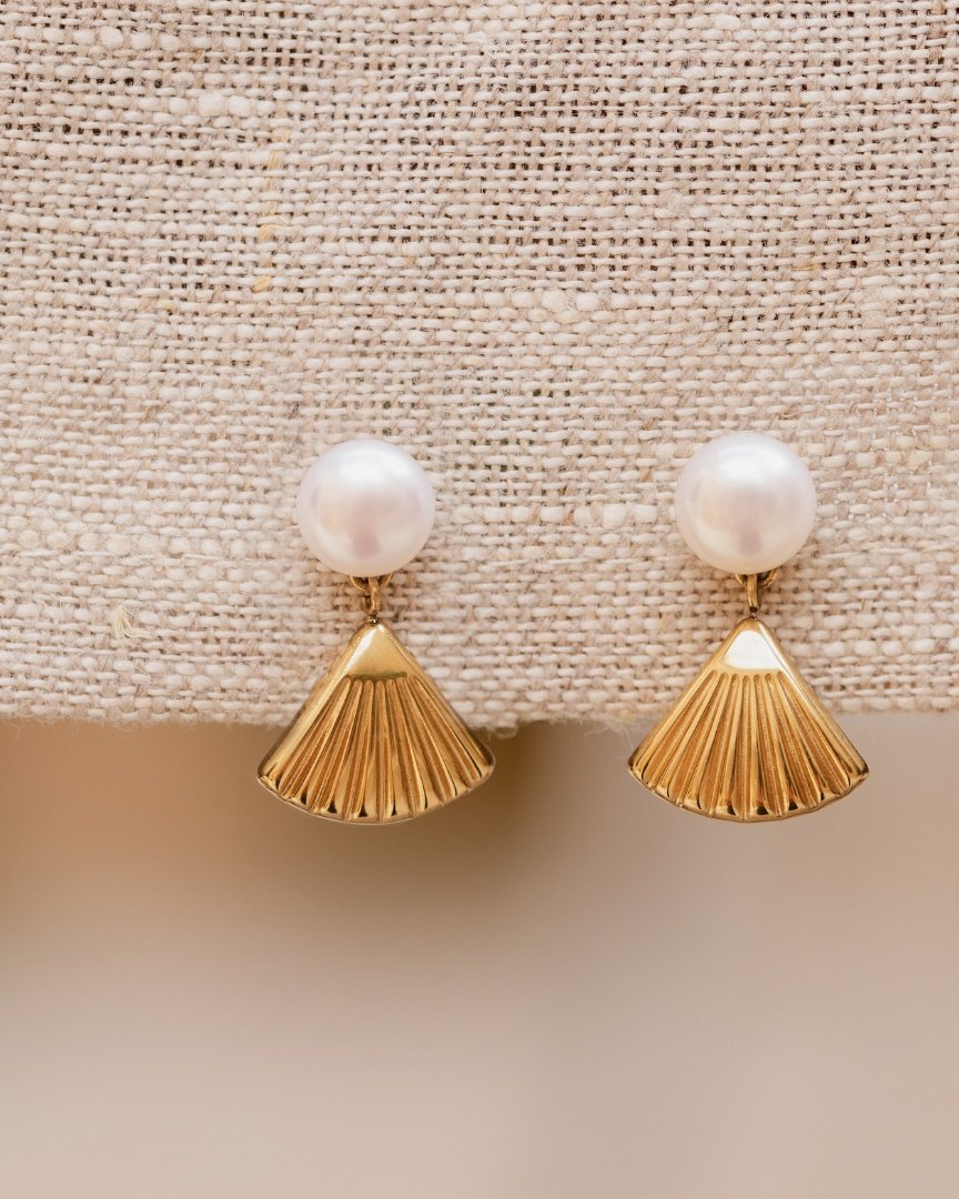 Pearl & Fan Orecchini Argento