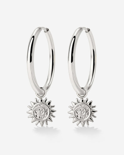 Sunny Swirl Hoop Set Large Argento
