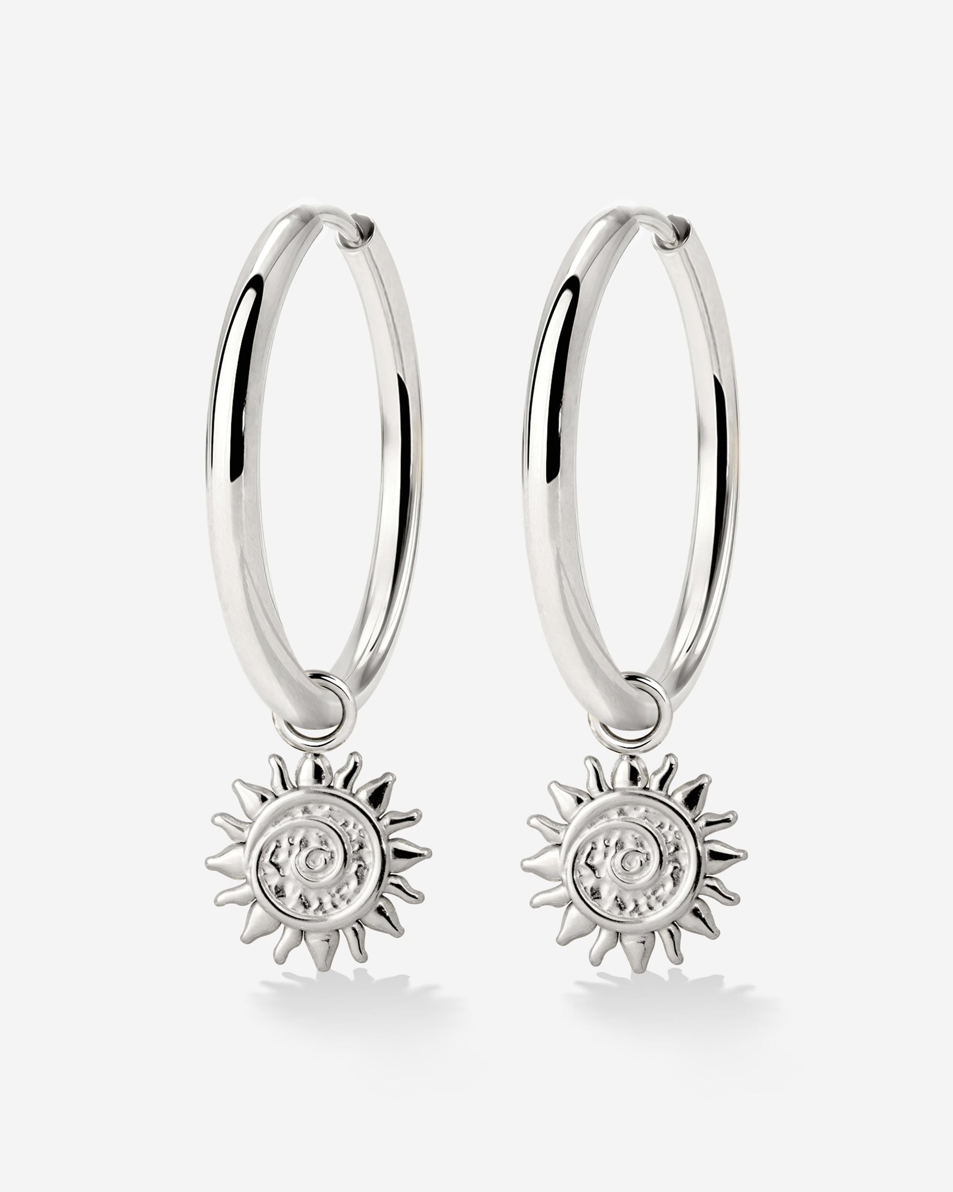Sunny Swirl Hoop Set Large Argento