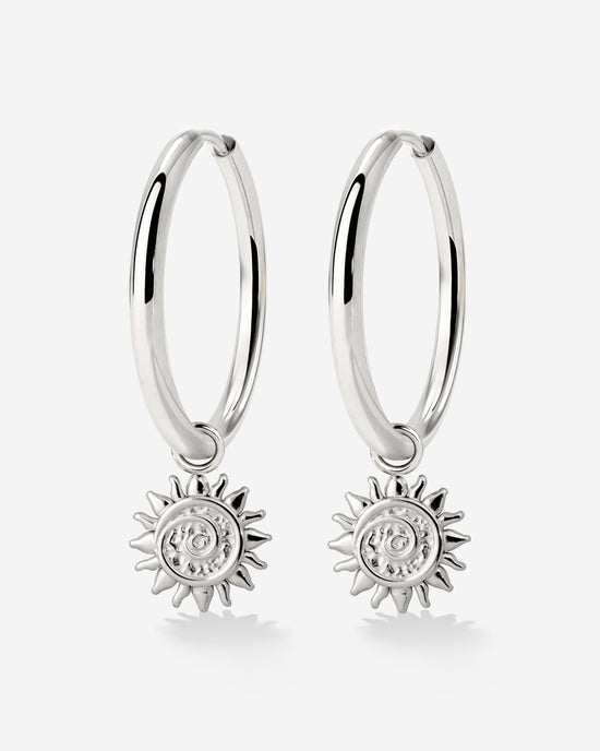 Sunny Swirl Hoop Set Large Argento