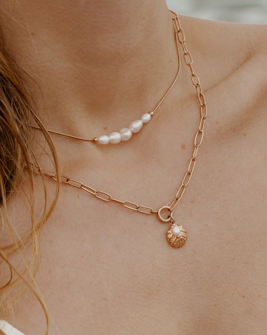 Ocean Lovers Oval Links Collana Set Oro Rosa