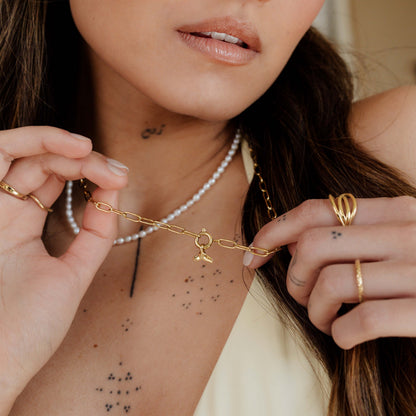 Whale Tail Oval Links Collana Set Oro