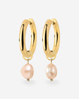 Chunky Perla Rosa Hoop Set Medium Oro